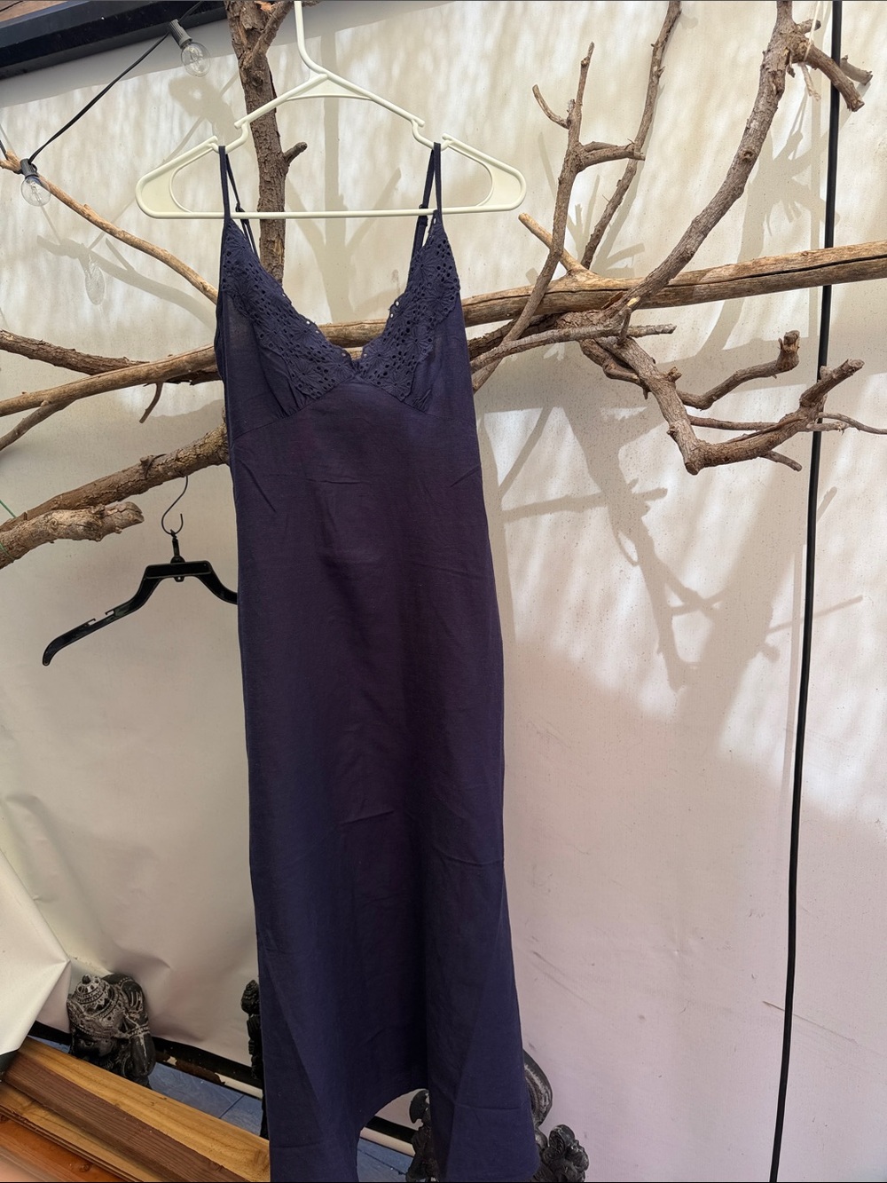 Navy Lace-Trim Slip Chemise